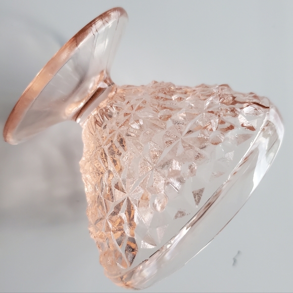 1940s "Holiday Pink" 2 3/4" Tall Champagne Sherbet Compote by Jeannette - Picture 3 of 16